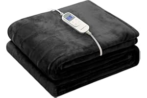 Wapaneus Heated Blanket Electric Blanket 72" x 84" Full Size with 10 Heating Levels and 12 Hours time Settings, Flannel Fast-Heating Electric Blanket, ETL Listed, Machine Washable, Black