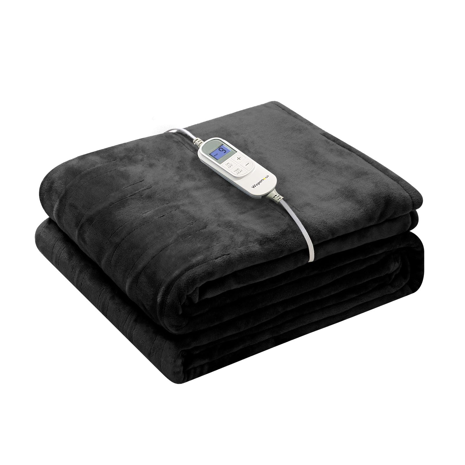 Photo 1 of Wapaneus Heated Blanket Electric Blanket 72" x 84" Full Size with 10 Heating Levels and 12 Hours time Settings, Flannel Fast-Heating Electric Blanket, ETL Listed, Machine Washable, Black