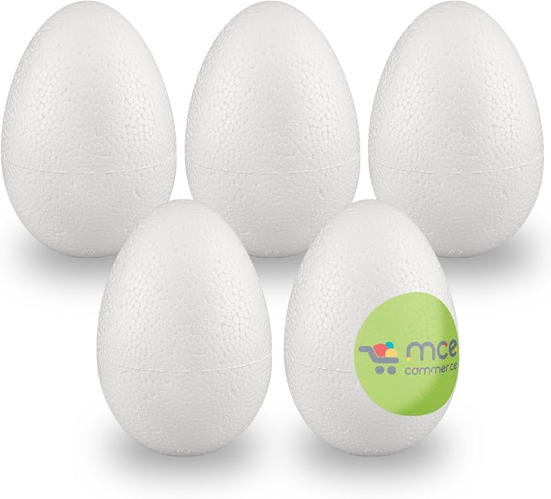 MCE-Commerce A331005 Styrofoam Eggs 10 cm Pack of 5 White for Crafts