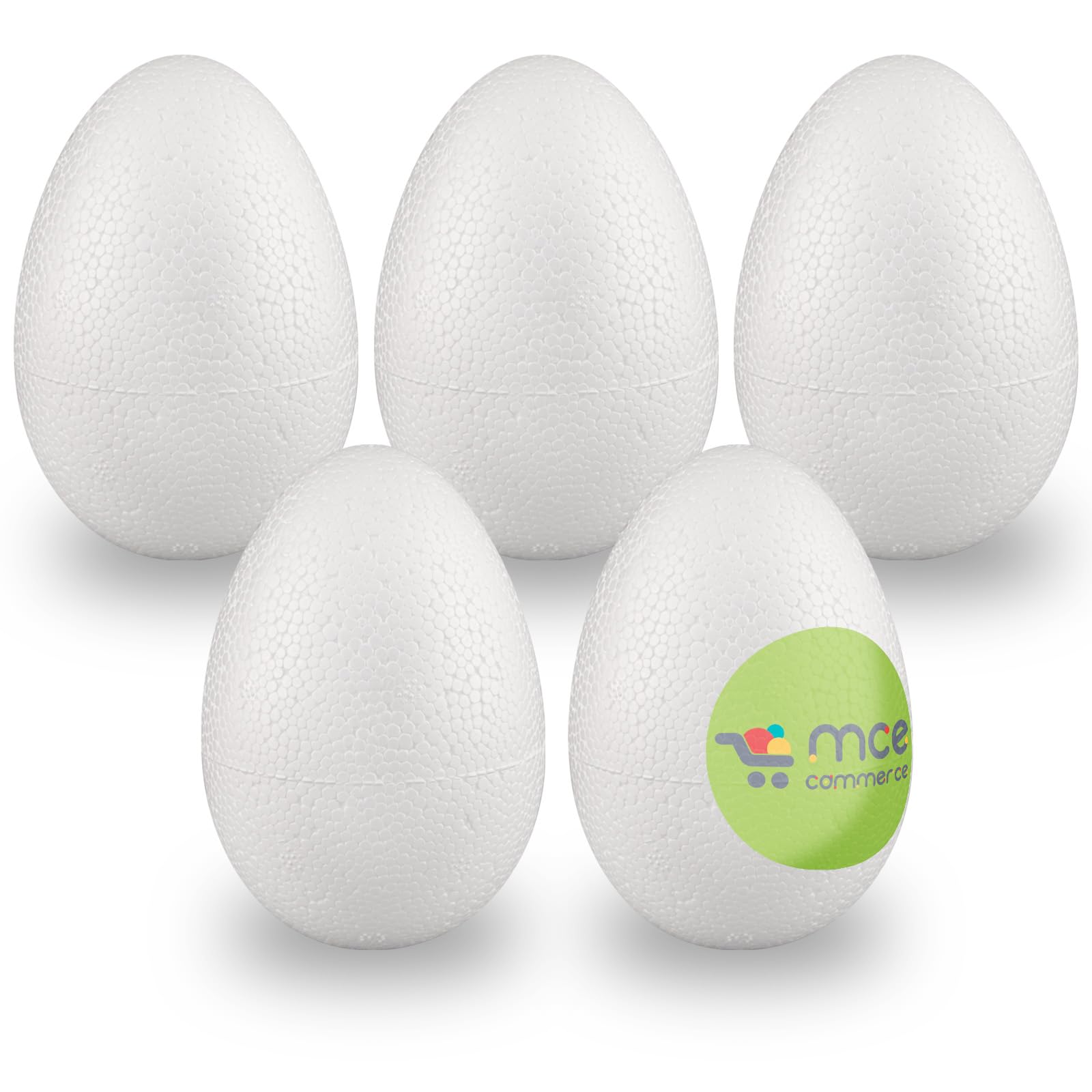 MCE-Commerce A331005 Styrofoam Eggs 10 cm Pack of 5 for Crafts and Decorating at Easter, White