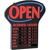 Newon Led Open Sign with Programmable Business Hours and Flashing Effects, Red/Black-6093
