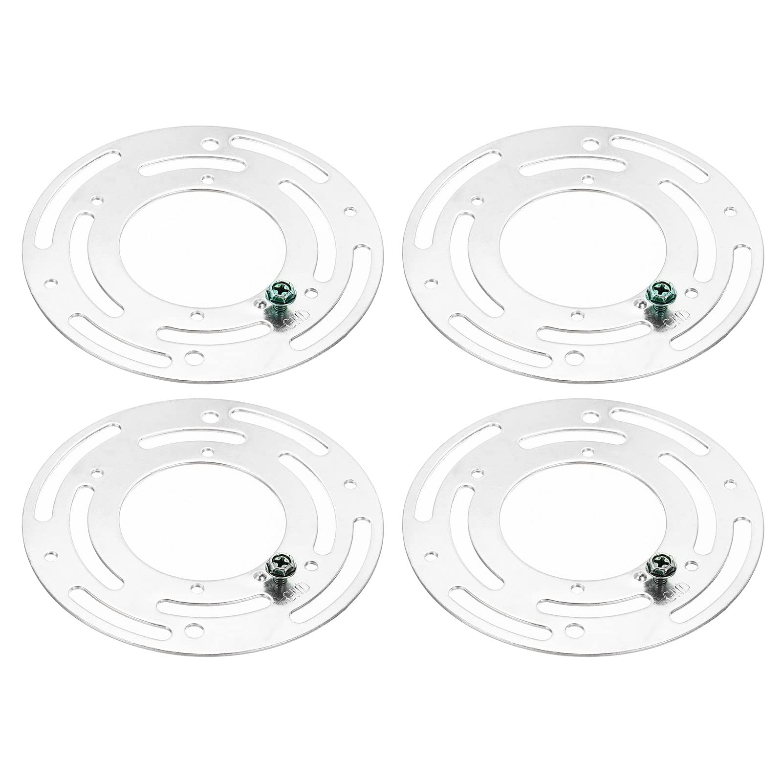 PATIKIL 4" Light Fixture Mounting Bracket, 4 Pack Light Crossbar Round Ceiling Fan Mount Plate Universal with Ground Screw for Chandelier Lamp, Silver