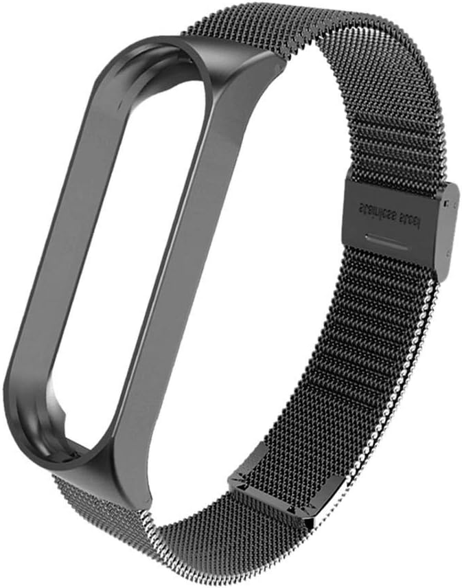 Eachbid Watch Band Stainless Steel Screwless Smart Watch Wrist Strap Wristband Bracelet Replacement Fit for Xiaomi MI Band 3 4 Smart Watch Miband Black