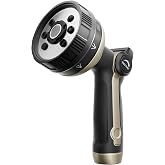 RESTMO Metal Garden Hose Nozzle Heavy Duty, Water Hose Nozzle for Outdoor | TPU Coated Handle, 8 Spray Patters, Joint-Friendly Thumb Control Hose Sprayer Nozzle, Idea for Garden Watering &amp; Car Washing