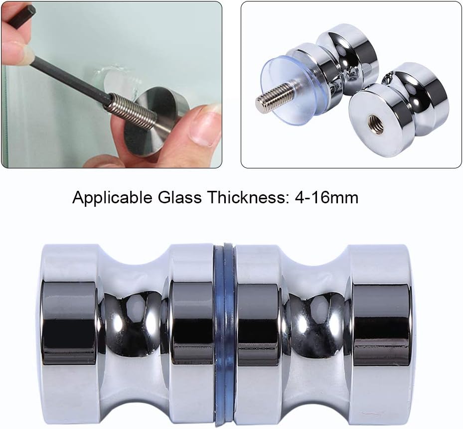 Smandy Aluminium Alloy Shower Door Knob, Bathroom Pull Handle for Glass Shower Doors with Screws, #4 - Image 5