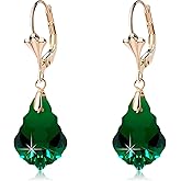 Austrian Crystal Baroque Drop Leverback Earrings for Women Fashion 14K Gold Plated Hypoallergenic Jewelry