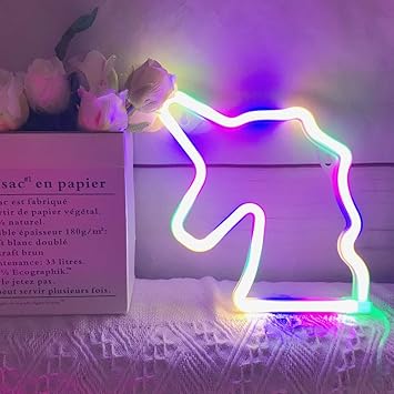 13 3d Art Led Neon Pink And White Unicorn Wall Sign Night Light Kids Room Lamp Night Lights Home Garden Pumpenscout De