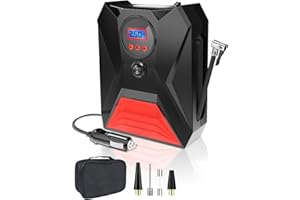 Atsanc Tire Inflator, 12V DC Portable Air Compressor with Auto-Shutoff Design, 150PSI Max Fast-Inflating Electric Air Pump for Car Tires, Auto Digital Car Tire Pump with LED Light for Various Purposes