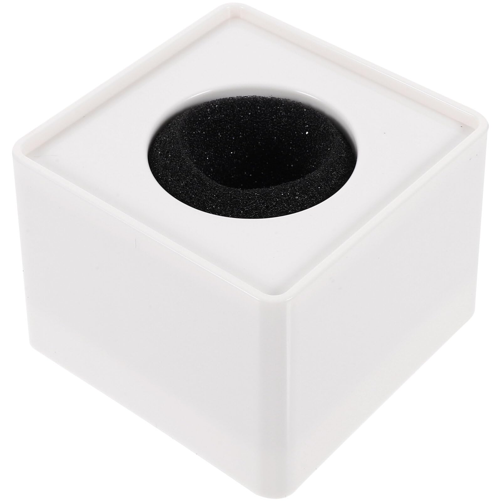 VICASKY Portable Abs Injection Molding Square Cube Microphone Logo Flag Station with Mic Stand Interview Mic Accessory White