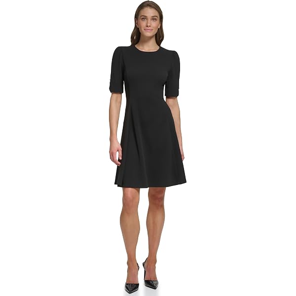 dkny women's knot sleeve fit and flare dress DKNY Women's Knot Sleeve Fit and Flare Dress at Amazon Women's Clothing  store