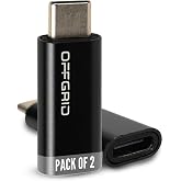 OFFGRID USB C Data Blocker 2 Pack, USB C Charge Only Adapter, Black, 5V | Protect Against Juice Jacking, Fast Charging USB C Security Adapter, Compatible With iPhone, Android, Laptops &amp; Tablets