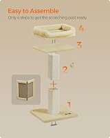 Feandrea Cat Scratching Post Tree with 40x30cm Plush Perch, 71cm Tall Beige view 9