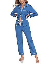 COLORFULLEAF Women's 100% Cotton Long Sleeve Pajama