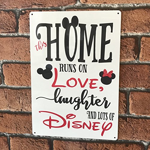 Disney Sign This Home Runs On Love and Laughter Metal Sign Aluminium Gift Idea