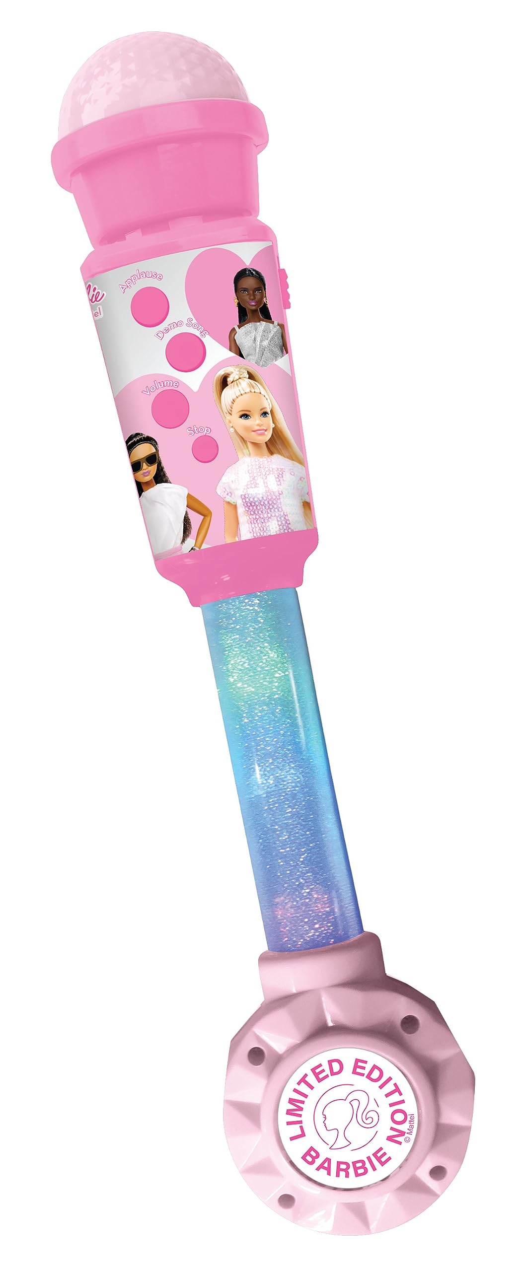 LEXIBOOK, Barbie, Luminous Microphone for children, musical toy, built-in speaker, luminous effects, Aux-in socket, Pink, MIC90BB