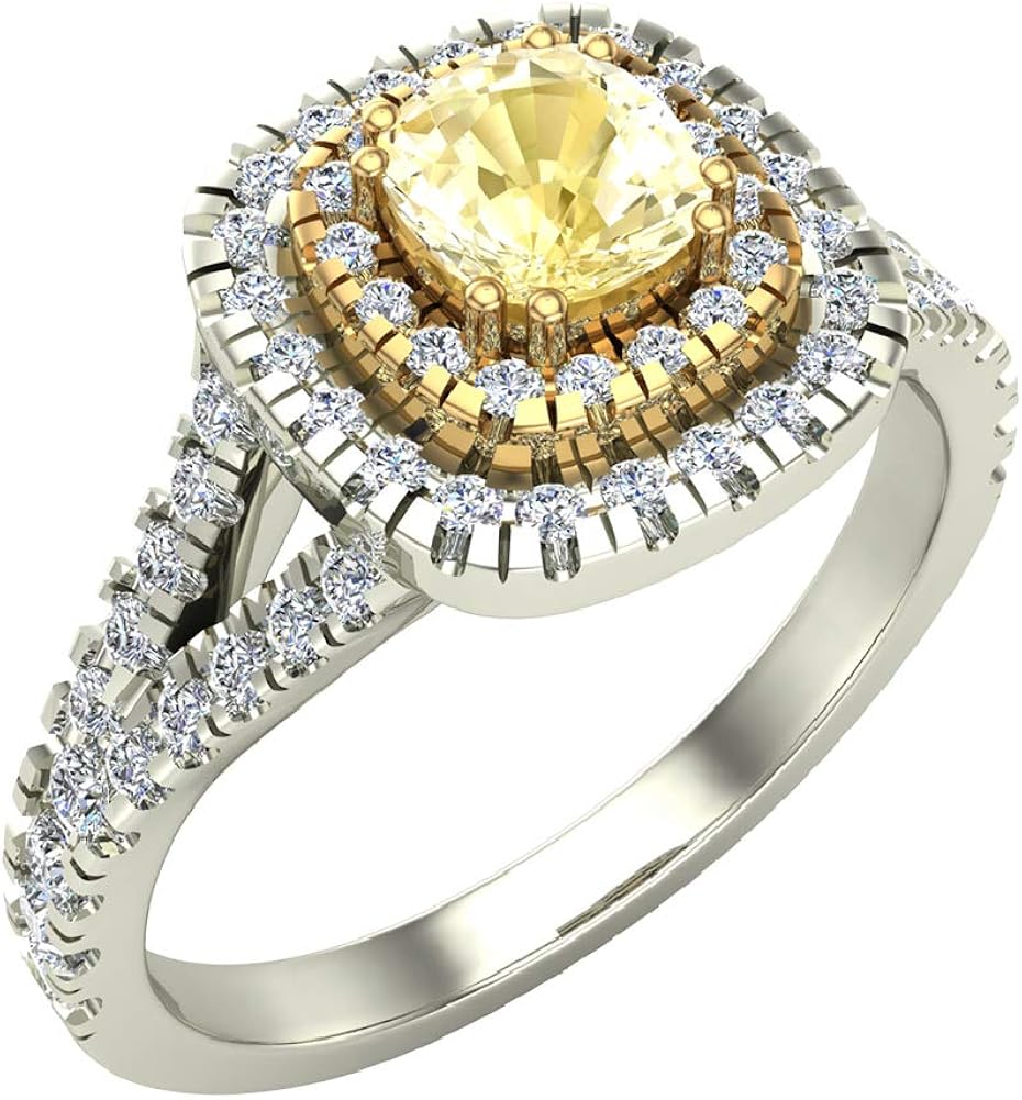 Fancy Yellow Cushion Cut Diamond Rings For Women 18k Gold Vs