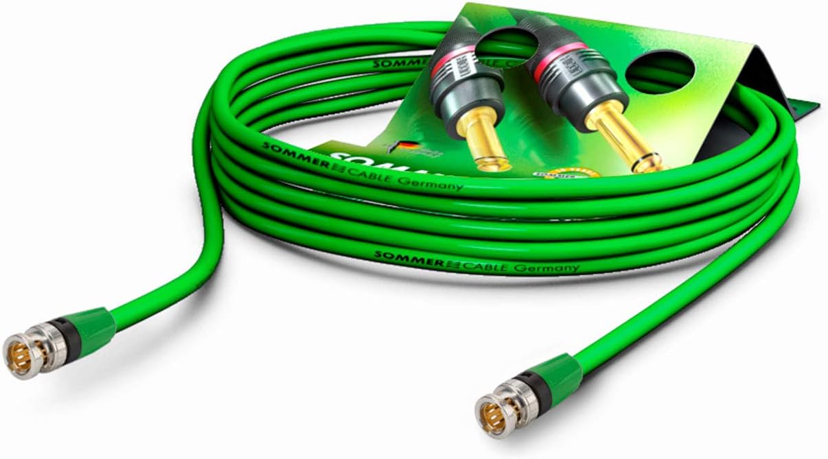 Sommer Cable - BNC Coaxial Video Cable 75 Ω - HD/3G-SDI SC-Vector 0.8/3.7 - BNC/BNC NBNC75BLP9 Neutrik - Green 9,8ft (3m) - Made in Germany by Sommer Cable