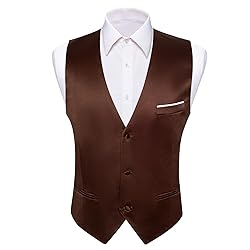 Barry.Wang Mens Dark Brown Formal Suit Vest V-neck