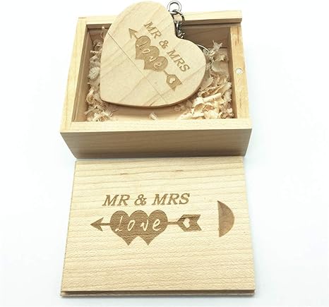 Memoria USB de madera con diseño grabado por láser de Mr & Mrs: Amazon.es: Electrónica
