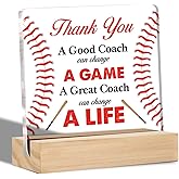 Thank You Coach Gifts Baseball Coach Clear Desk Decorative Sign Baseball Coach Appreciation Gift Acrylic Sign with Stand Table Plaque Sign Keepsake Office Decor