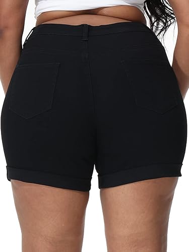 Uoohal Plus Size Shorts High Waist Stretchy Summer Jean Shorts