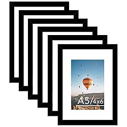 JCJMY 5.8x8.3 A5 Picture Frame Set of 6 Black with