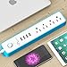ONSMART USB Surge Protector Power Strip, 4 Multi Outlets with 4 USB Charging Ports, 3.4A Total Output-600J Surge Protector Power Bar, 6 ft Long UL Cord, Wall Mount-Blue…