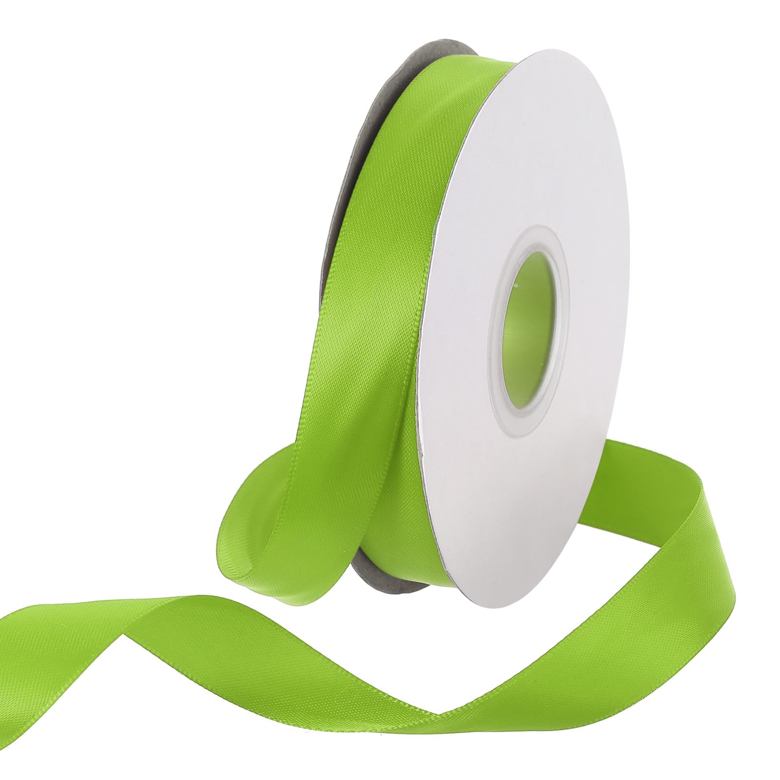 Rebower 15mm Satin Ribbon 23m Thick Double Face Grosgrain Silk Ribbon, [for Gift Wrapping, Hair Bows, Wedding, Cake, Flower] - 25 Yard/75ft/ Lawn Green — image 1
