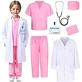 GZ-LAOPAITOU Doctor Costume for Kids Halloween Doctor Dress Up Birthday Cosplay Career Day Role Play Outfit