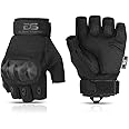 Glove Station- Fingerless Knuckle Tactical Gloves for Men - Motorcycle Gloves for Tactical Shooting, Airsoft, Hunting, Police Work and Hiking