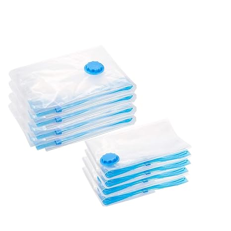 A&M Home Vakuumbeutel - 8 TLG Set - 2 Größen - 4 Stück 100x80cm und 4 Stück 80x60cm - Beutel zur Aufbewahrung von Kleidung, D