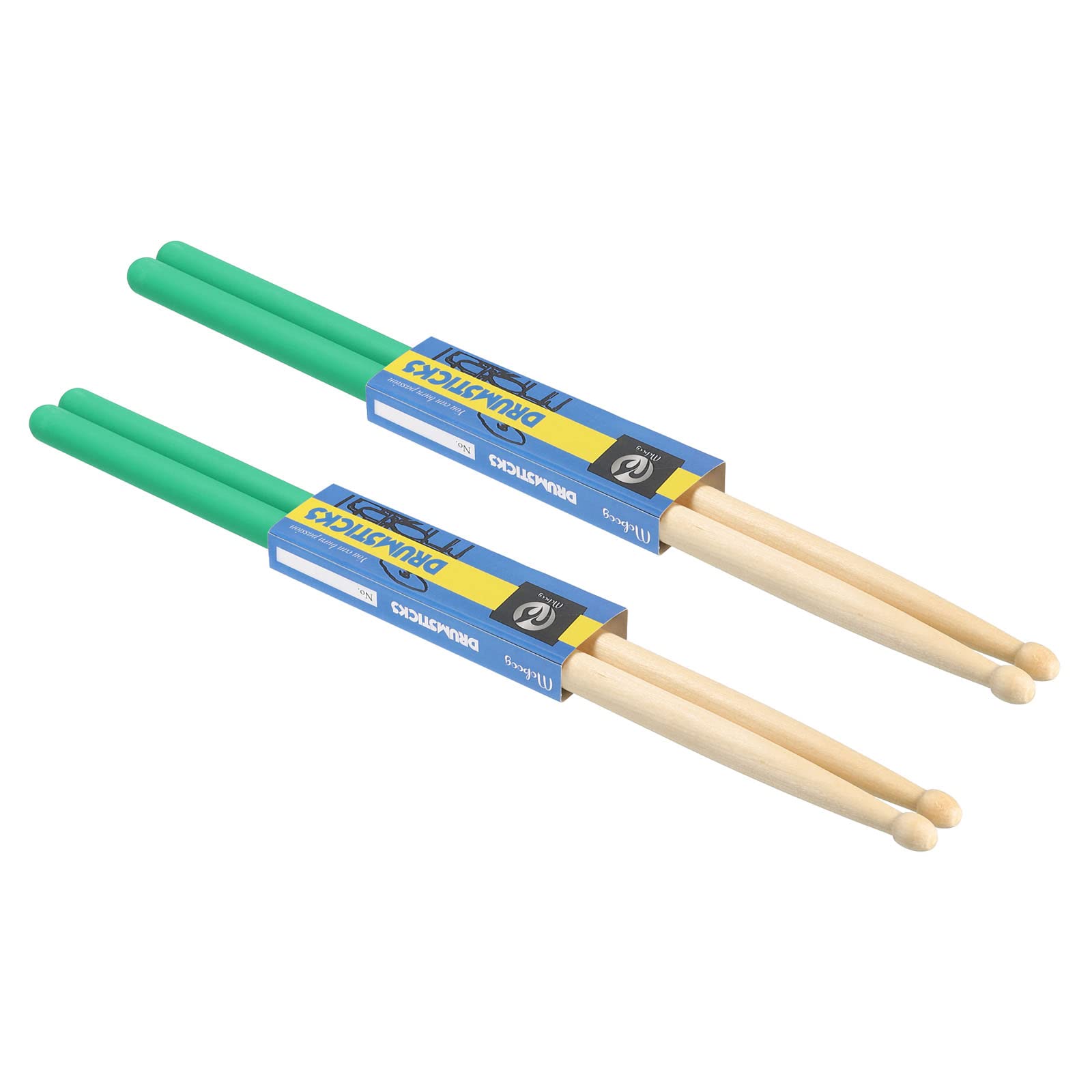 PATIKIL Maple Wood Drumstick Anti Slip Handle Grips Drum Stick Wrap 7A Green 2 Pair for Drumming Musical Instrument Percussion