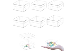 KISSYOU Small Acrylic Box Clear Box for Candy Acrylic Boxes with Lid 6 Packs Display Plastic Square Cube Jewelry Storage Box Transparent Valentine's Day Graduation Party Favor Gift Wrap Box 4x4x2.4Inch