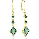 RGEMCY Women's Dangle Drop Earrings 925 Sterling Silver Rhombus Cubic Zirconia Birthstone Leverback Earrings Anniversary Valentine's Day Jewelry Gifts