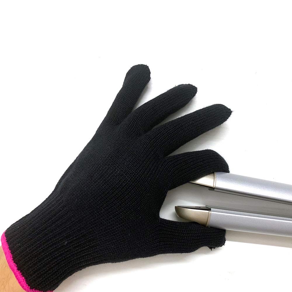 Lessmon Professional Heat Resistant Glove for Hair Styling Heat Blocking for Curling, Flat Iron and Curling Wand Suitable for Left and Right Hands, 1 Piece, Pink Edge: Health & Personal Care