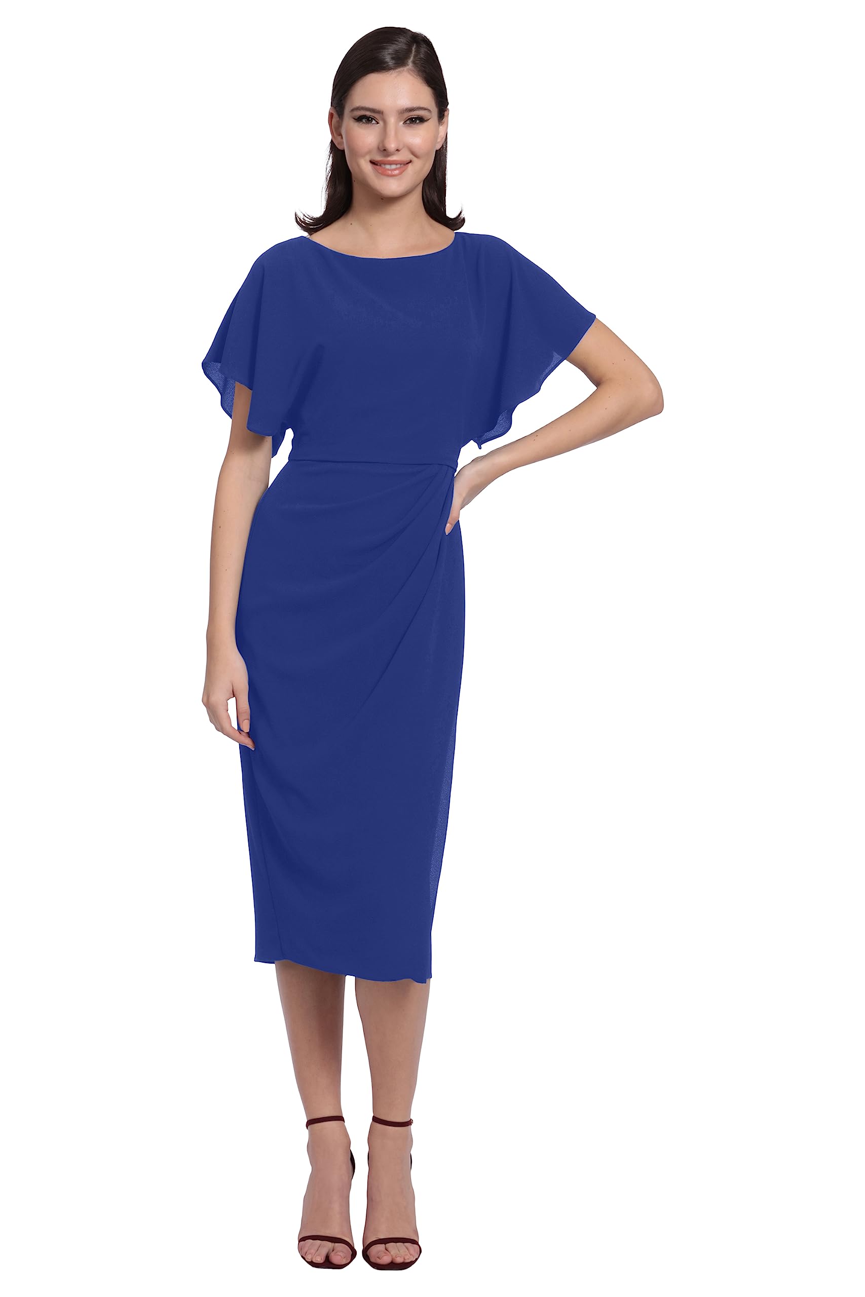 Maggy London Women’s Dresses Boat Neck Flutter Sleeve Dress Occasion Event Guest of
