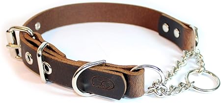 adjustable leather half check collar