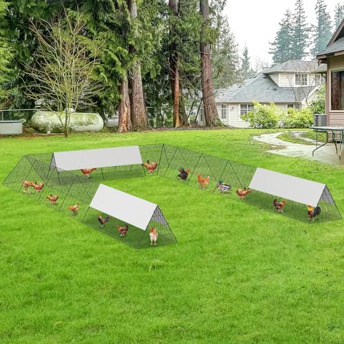 GarveeLife Chicken Tunnels for Outside with Corner Frames, Large Metal Chicken…