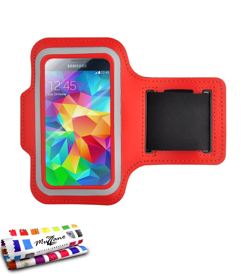 MUZZANO Genuine Armband for Samsung Galaxy S5 - Red