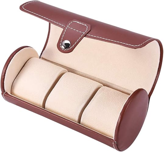 DAUERHAFT Caja de Reloj de 3 Ranuras, Estuche Enrollable de ...