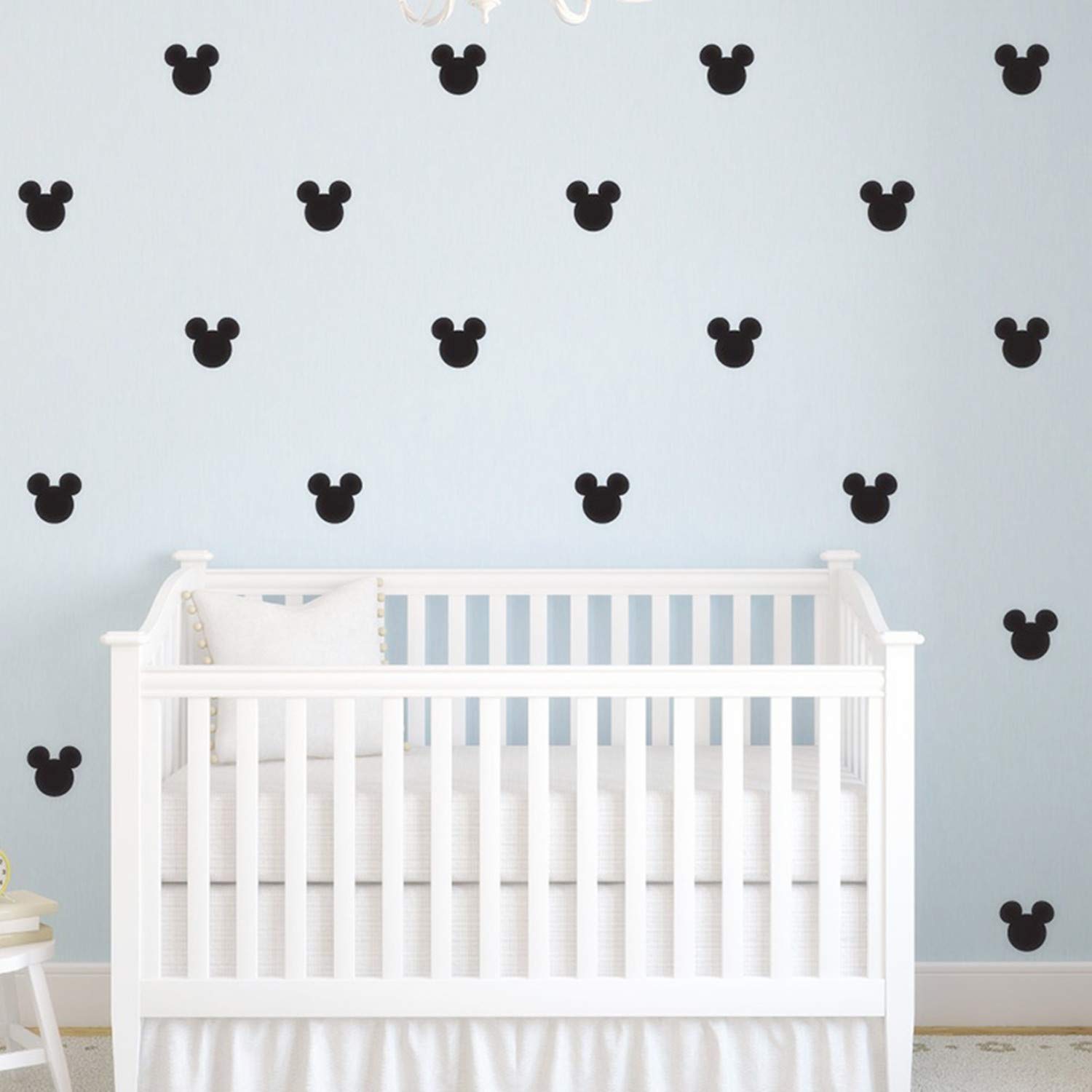 MEYA 176pcs Cartoon Mickey Mouse Head Art Wall Decals for Kids Room Boy Bedroom Vinyl Wall Decor Nursery Kids Wall Stickers (Black)