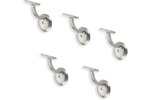 ZAUYX 5 Pack 3 Inch Brushed Satin Nickel Handrail Stair Brackets Stair Heavy Duty Stair Brackets Support Handrail Brackets for Stairways