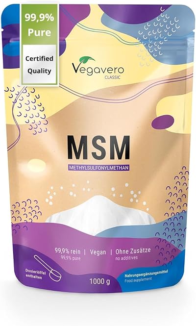 Vegavero Pure MSM Powder 1 kg Organic Sulphur Vegan Lab Tested