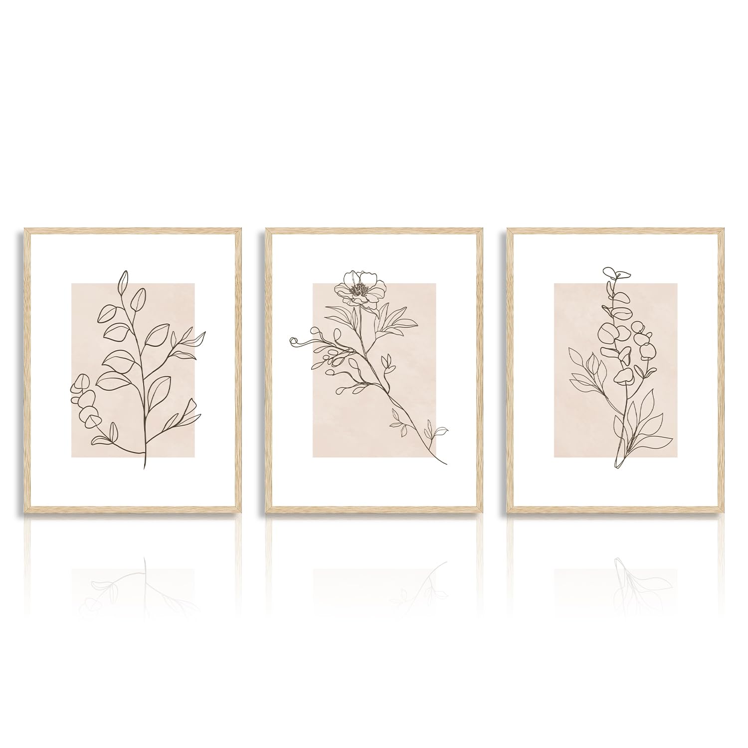Dazzlewall Beige Botanical Wall Decor Poster Abstract Minimalist Flower Wall Poster for Bedroom Living Room Decor 12x16 in Unframed Set of 3