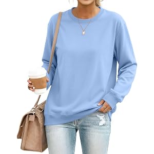 Sweatshirt For Women Crewneck Oversized Comfy Fleece Pullover Sweatshirts No Hood Long Sleeve Tops Casual Fall Clothes