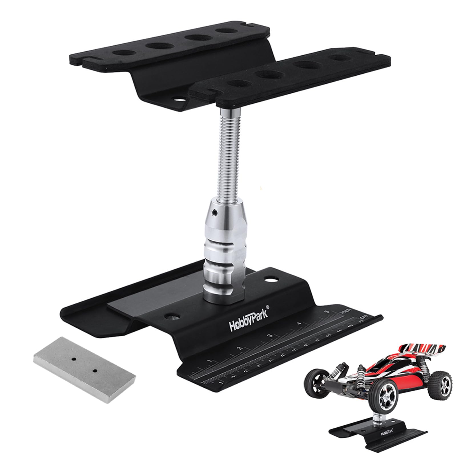 Photo 1 of Hobbypark Aluminum RC Car Stand Work with Weight Station Repair Tools for 1/12 1/10 1/8 Crawler Truck Buggy Traxxas Redcat Axial RC4WD Tamiya HPI Black