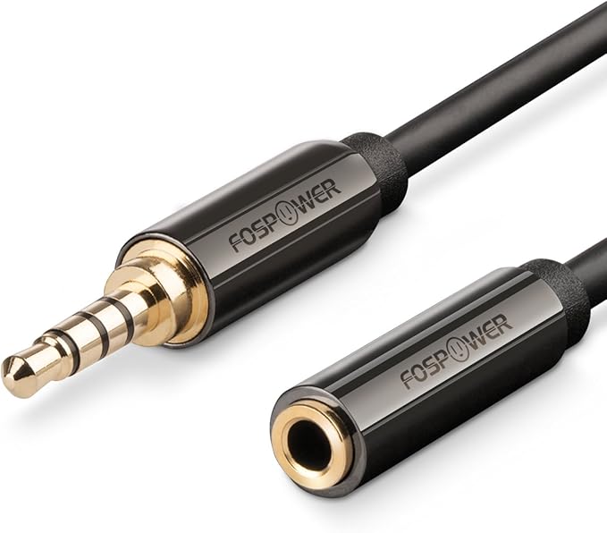 Audio Extension Cable (1.8 Meters), FosPower 3.5mm (4Conductor TRRSGold Plated) Male to Female