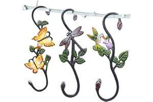 Kitwinney Heavy Duty S Hooks, Pack of 3 Large Plant Hangers Outdoor, Metal Decorative Plant Hooks for Hanging Garden Planters, Flower Baskets, Pots, Bird Feeders