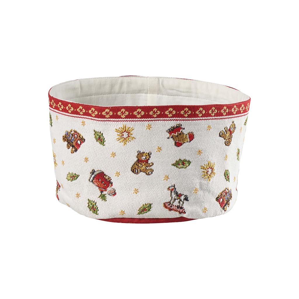 Villeroy & Boch Toy’s Delight Gobelin Basket, Bread Bag Maoffrom Cotton and Polyester, Machine Washable up to 40 Degree Celsius, Red/Multi-Coloured, 15 x 23 cm, One Size