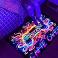 Manicer Neon Gaming Area Rug, Blacklight UV Reactive Game Controller Non-Slip Door Throw Rug Fluorescent Flannel Floor Mat Carpet, Glow in The Dark Play Mat for Bedroom, Playroom - 19.7" x 31.5"